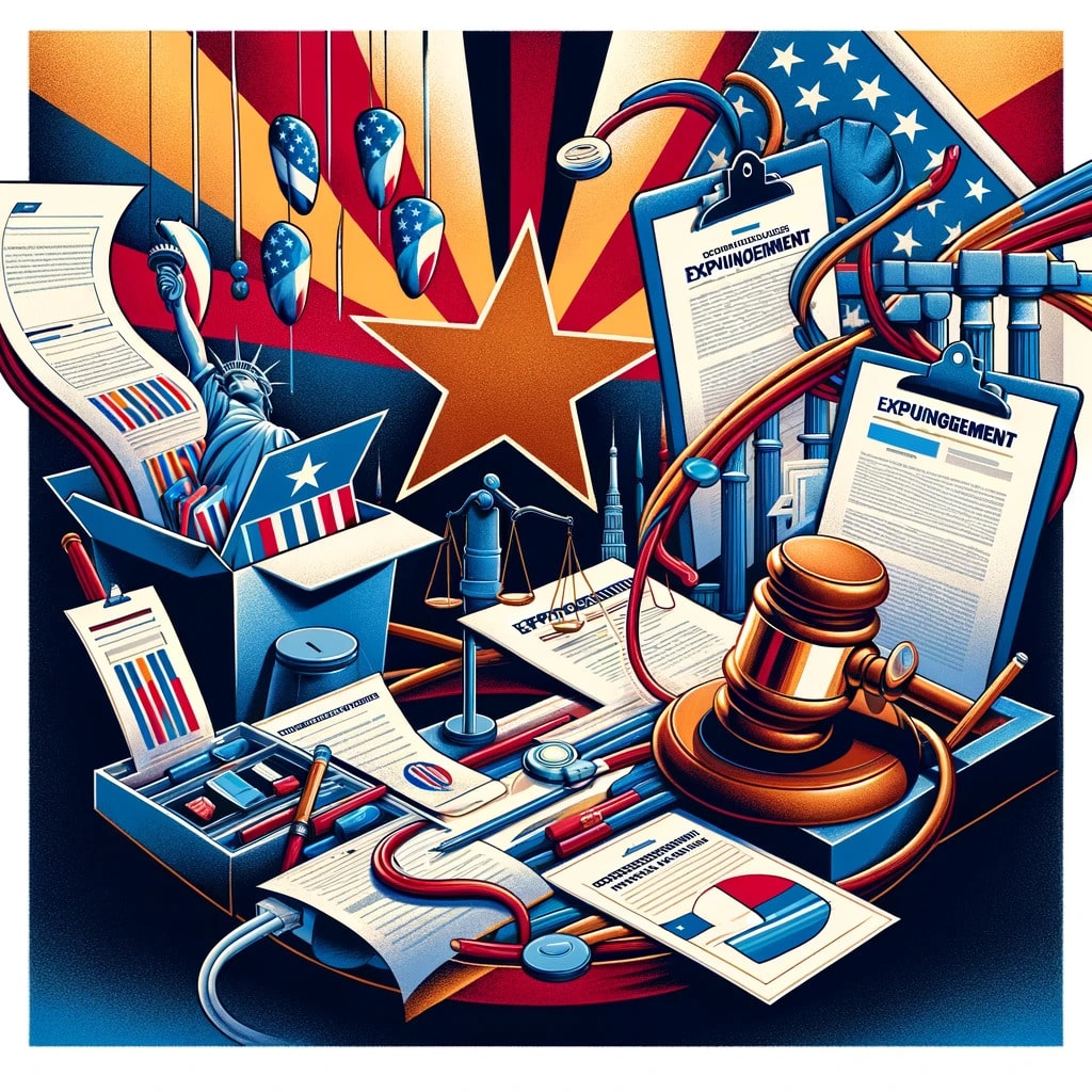 Artistic illustration related to expungement process and restored voting rights in Arizona.