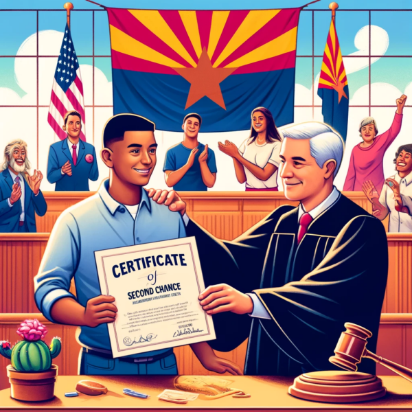 Man celebrating his Certificate of Second Chance in an Arizona courtroom.